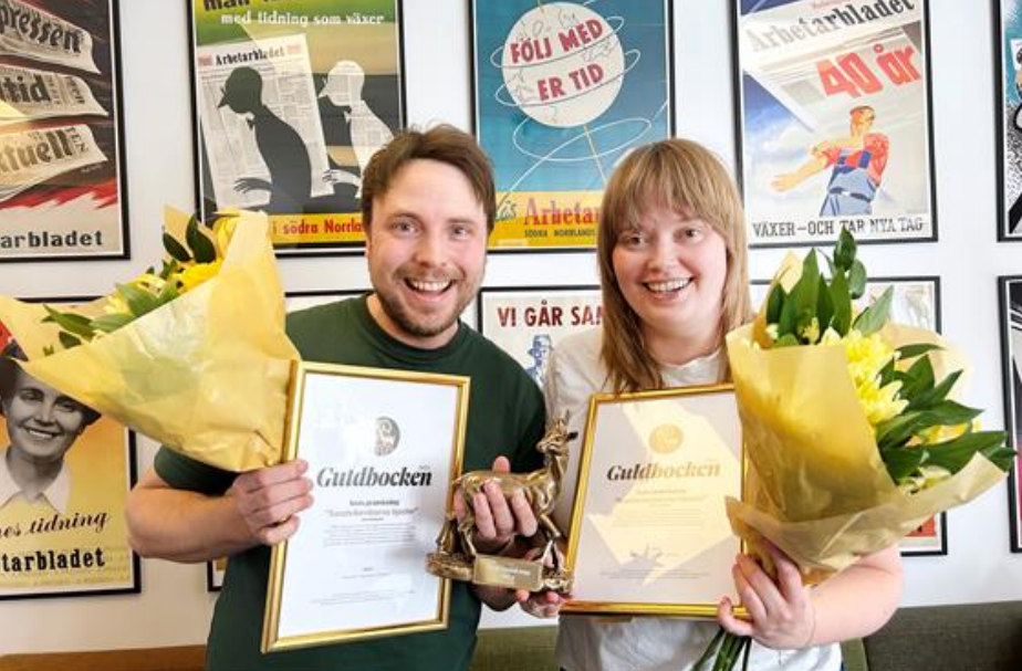 Fredrik Selgeryd och Ebba Petterson, på Arbertarbladet vann Årets granskning.