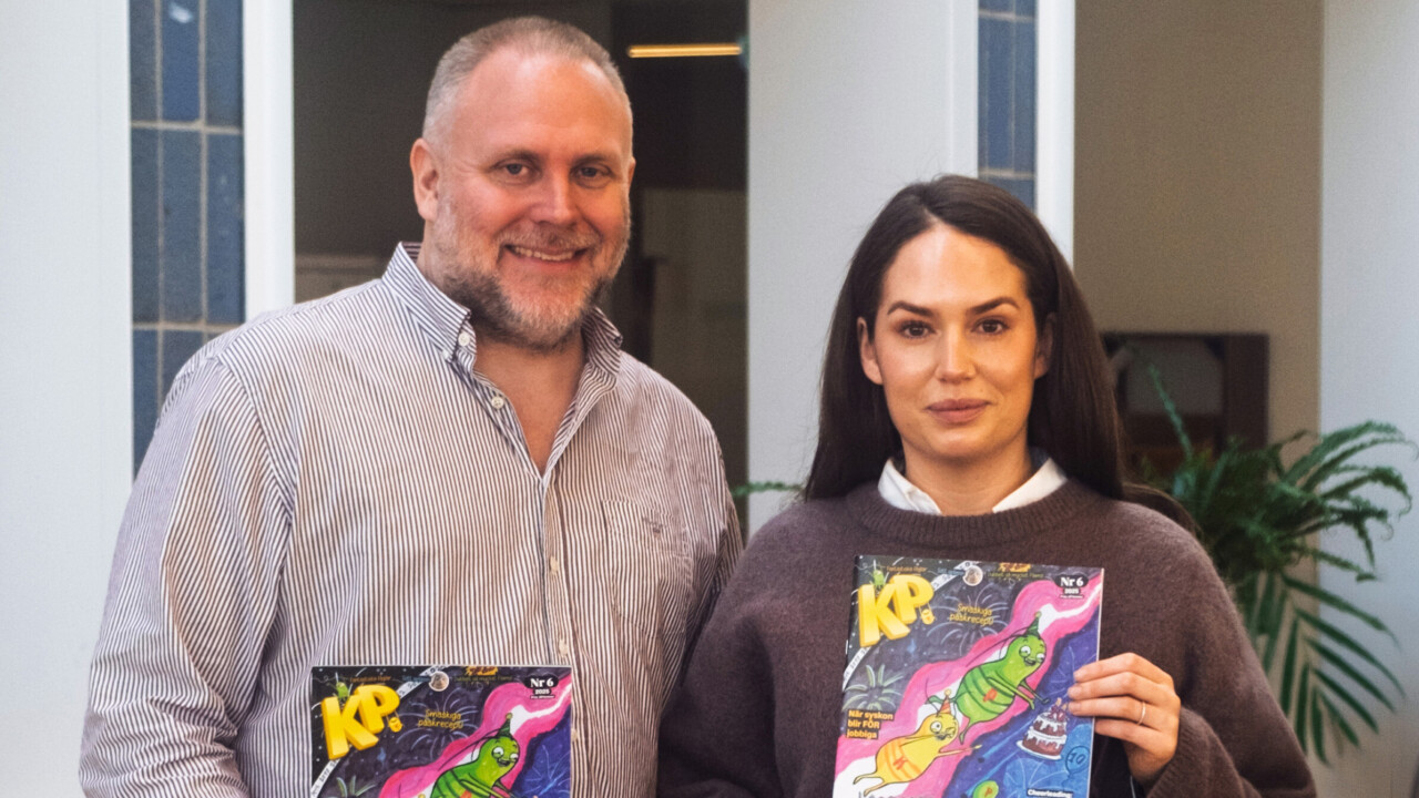 Lukas Björkman, chefredaktör Kamratposten och Claudia Aspillaga, marknadschef på Linguista.