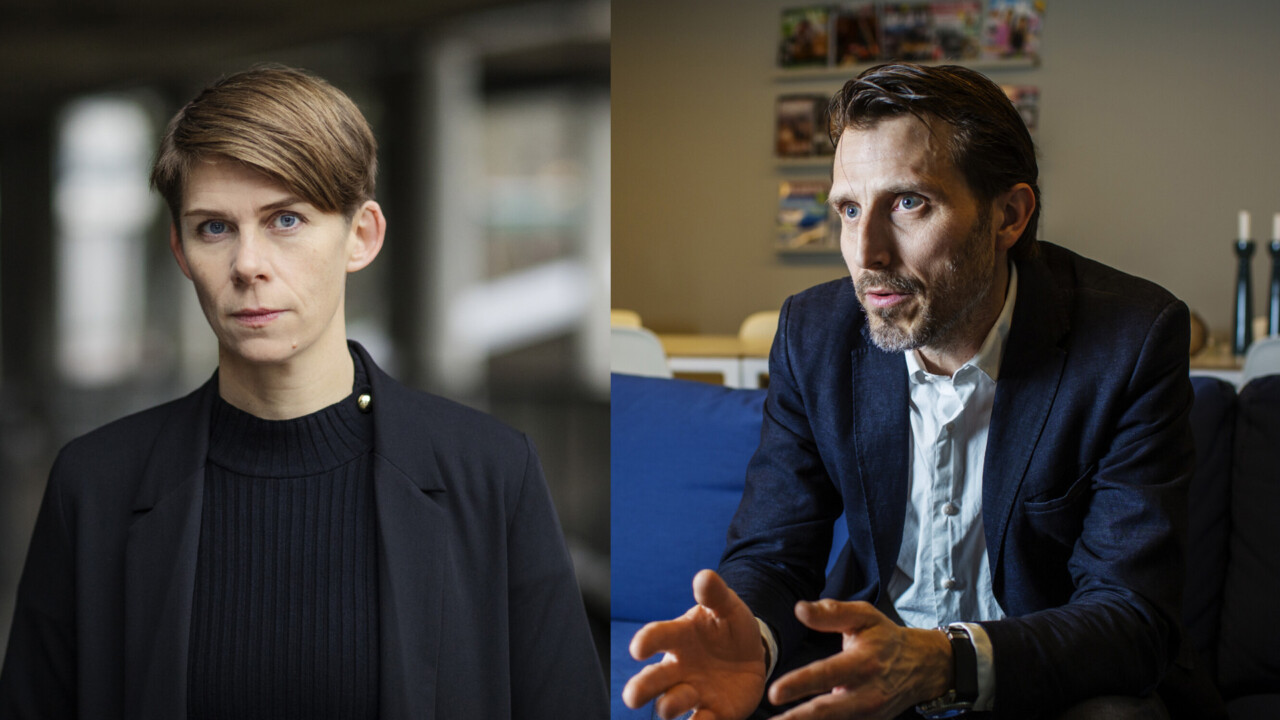 Ulrika Hyllert, ordförande Svenska Journalistförbundet och Johan Taubert, vd för Tidningsutgivarna. (Bilden är ett montage)