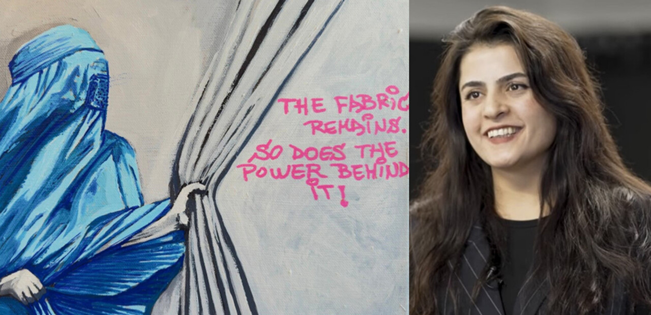 Ett verk av konstnären Suzanne Habib / Arrangören Najwa Alimi.