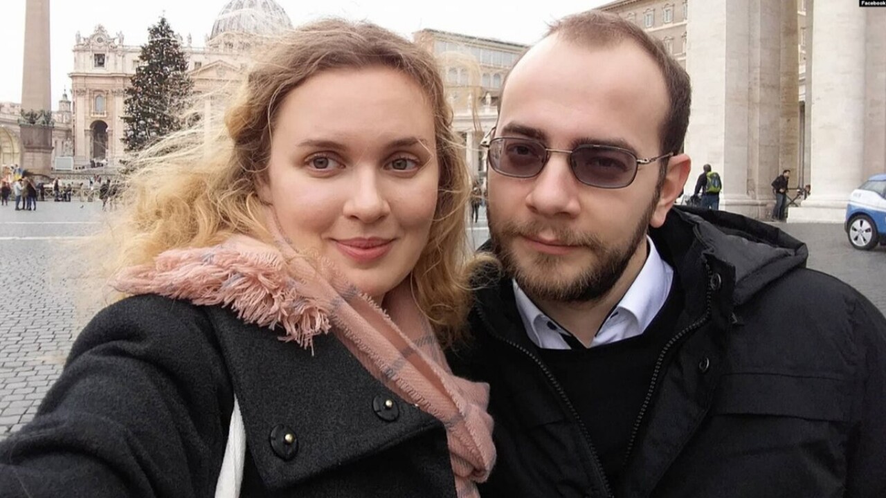 Katsjarina Andrejeva och hennes make, journalisten Ihar Iljasj.
