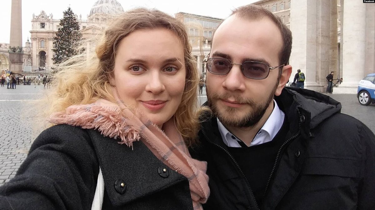 Katsjarina Andrejeva och hennes make, journalisten Ihar Iljasj.