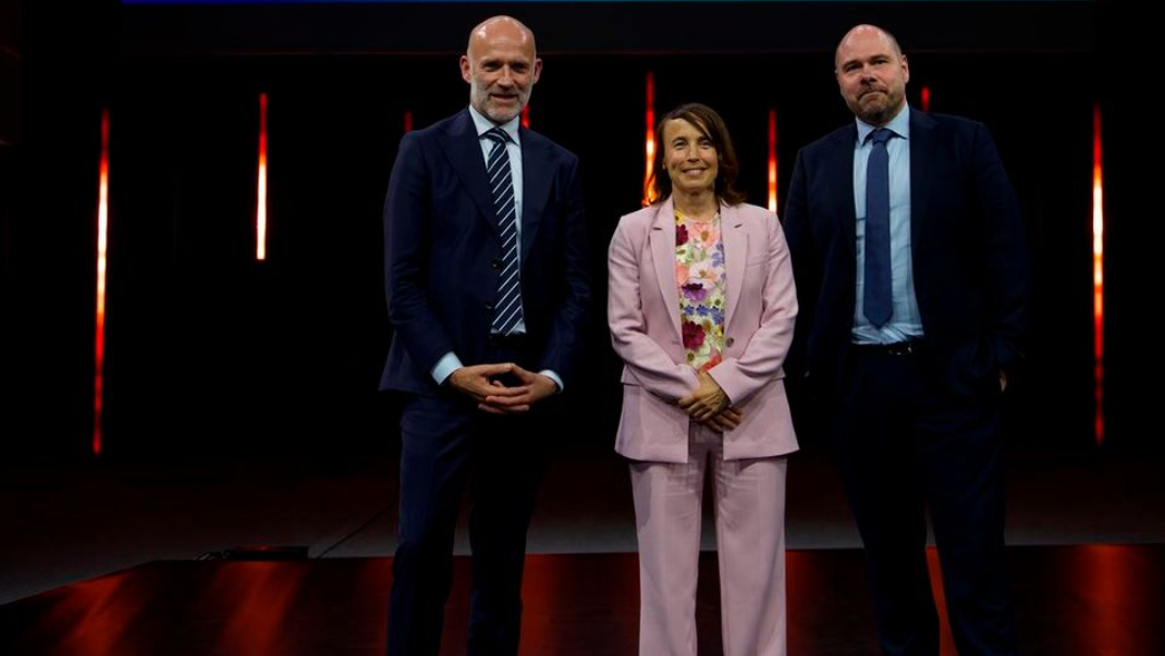 Stig Ørskov, vd för WAN-IFRA, Pia Rehnquist, chef för Bonnier News Local, och Anders Opdahl, vd för Amedia.